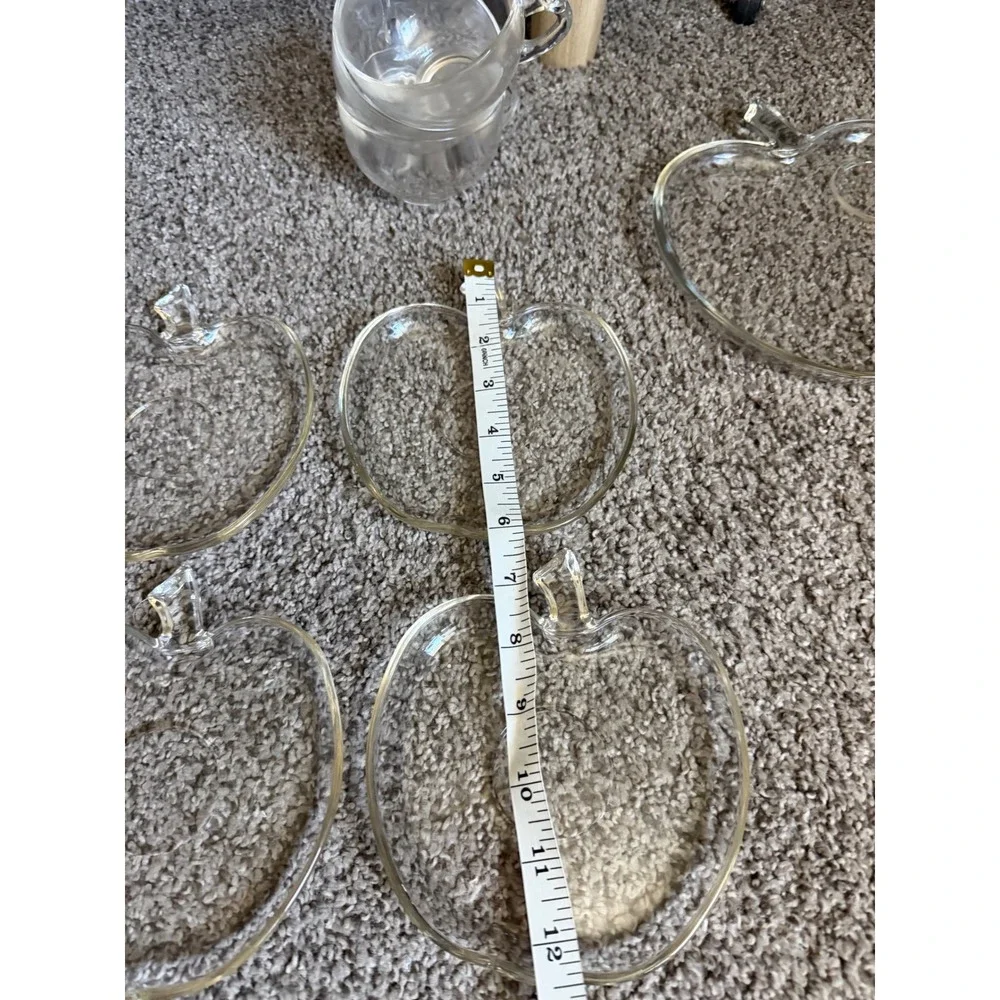 Vintage Federal Glass Apple Snack Set Plates Cups and Bowls Clear Glass 26 Piece
